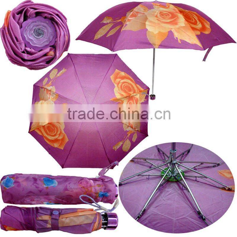 red 3 folding super mini lady fancy design umbrella