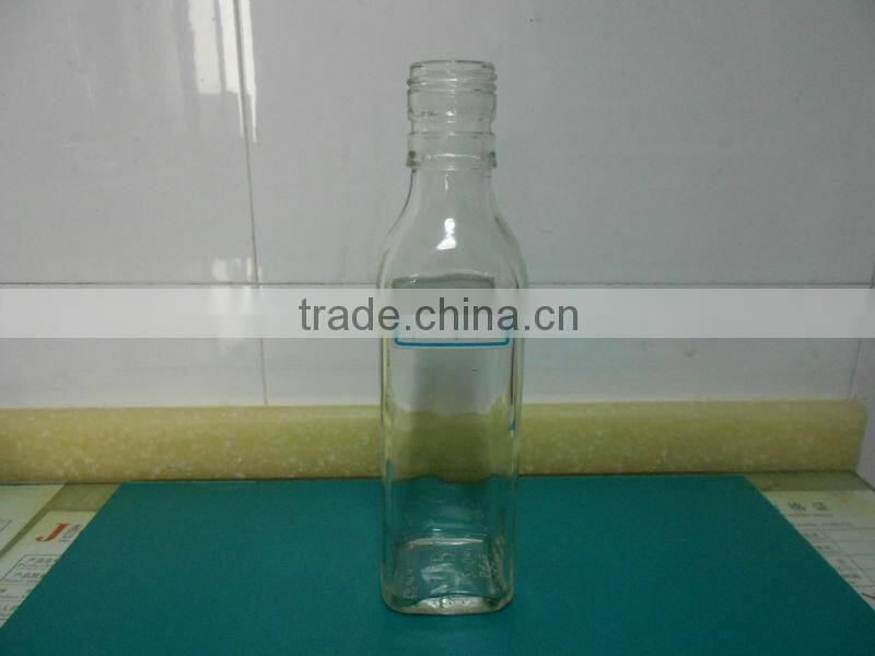200ml square clear glass spirit liquor bottle