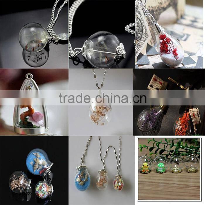16mm18mm... hand blown Mini Large Medium cover crystal and cap, Hollow terrarium necklace pendants christmas clear glass ball