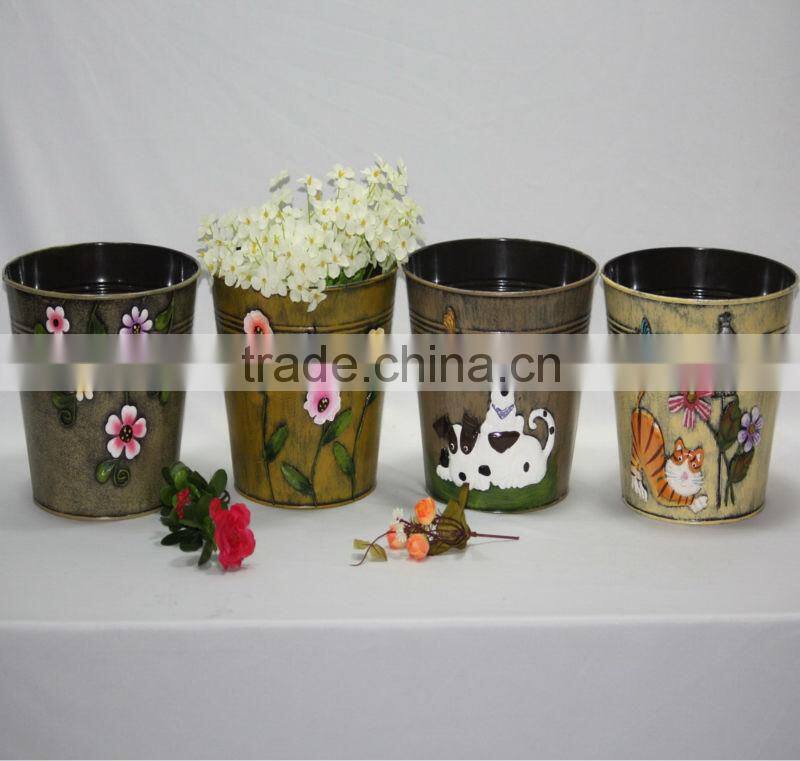 Colorful high quality Garden metal Flower Pot decoration