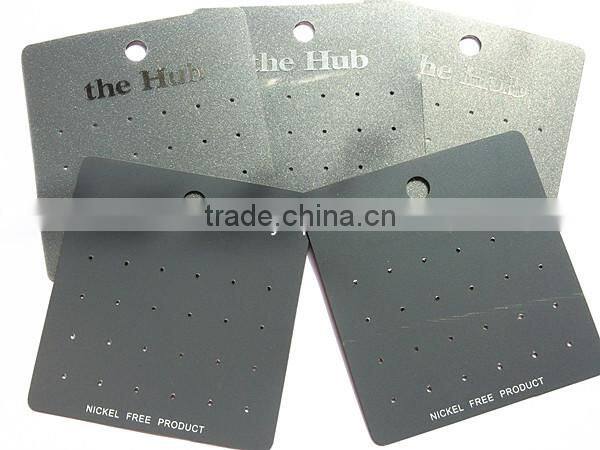 punch 2 holes silver earring card with gold logo custom