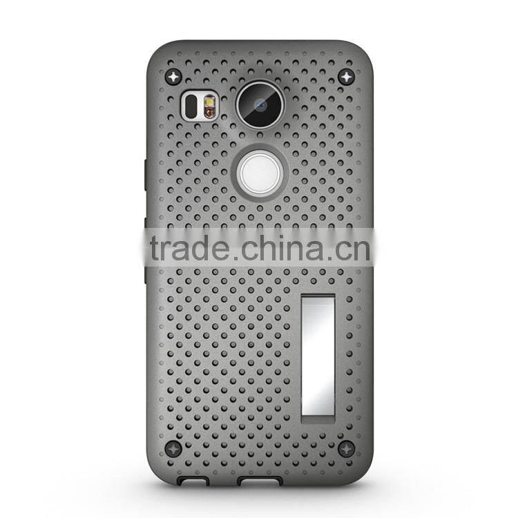 Cell Phone Accessories Dual Layer Kickstand Mesh Cover Case for Nexus X5