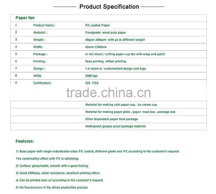 A Series of Foodgrade Pe Coated Design Customer Own Paper Cup Fan