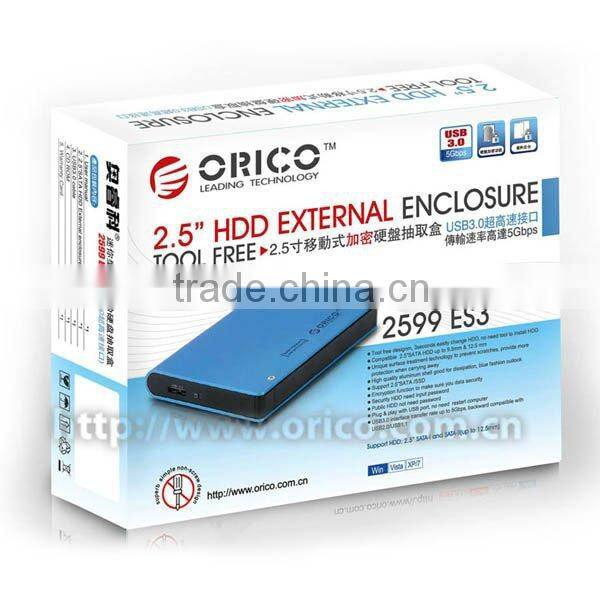 2.5" SATA HDD external enclosure with encryption function, for 9.5mm and 12.5mm