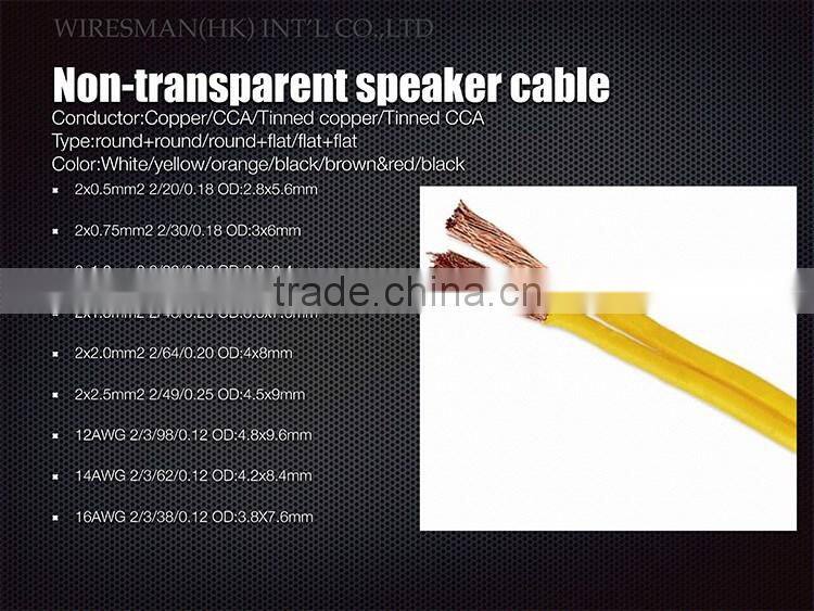Hot selling Frosted speaker cable Tinned CCA round+flat White Speaker Cable with great price