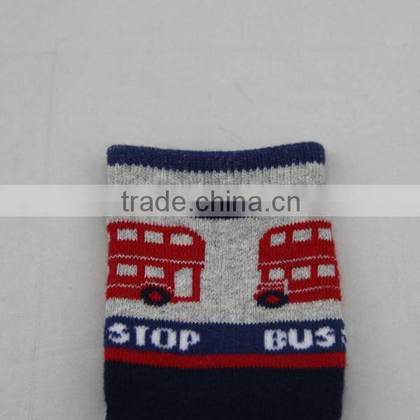 GSBT-18 Bulk custom jacquard tube full terry socks baby socks with silicone sole