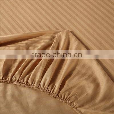 sateen stripe fitted sheet with elastic bed sheet for hotel