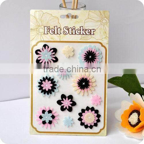 adhesive felt sticker, 3d sticker , handmade felt sticker, scrapbooking sticker, layered sticker , flower felt sticker