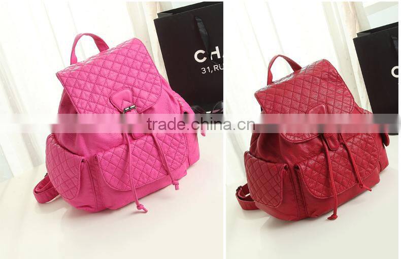 2015 New Style PU Leather Bag for Women Leather Drawstring Bag