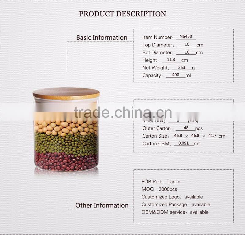 borosilicate glass jars with wooden lid