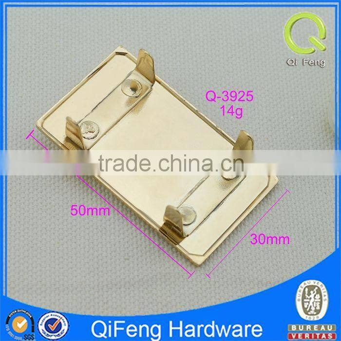 Q-3925 custom metal logo for handbags gold unblemished logo plate