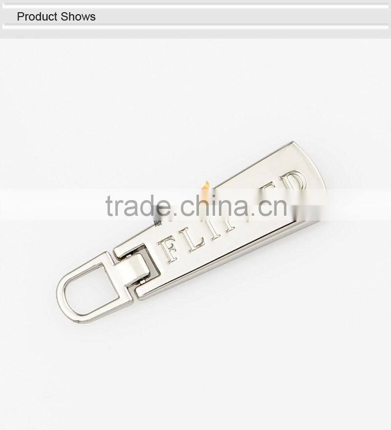 Fancy Custom Logo Curved Metal Zipper Ends Puller For bag Accessories