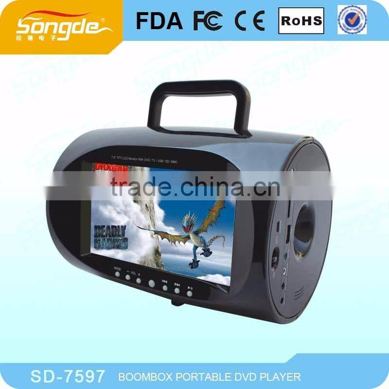 Portable DVD CD MP3 Boombox Player with USB/TV/FM