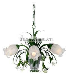 SD0950/6 Rural Style Wrought Iron With Peony Flower Chandelier