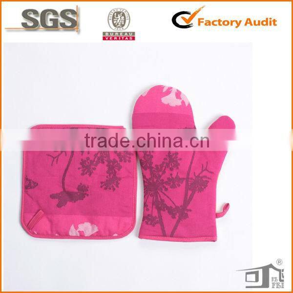 2014 new kitchen textile fabric oven glove and pot holders