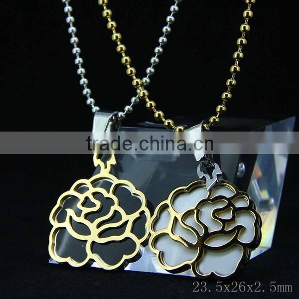 Fashion Flower Metal pendant with diamond for ladies