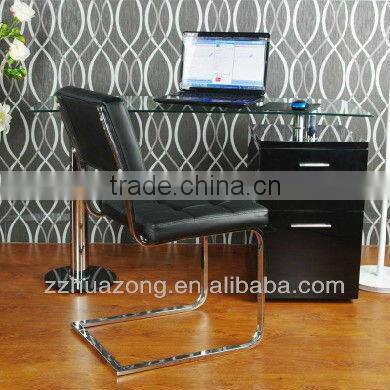 Glass Computer Desk With MDF Cabinet