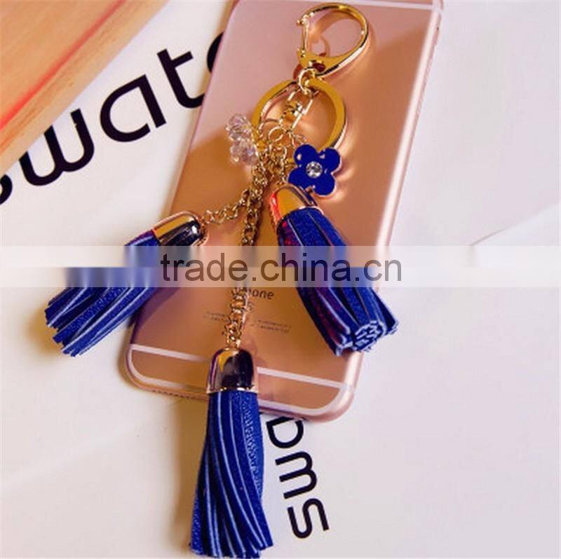 Luxury leather tassel car keychain