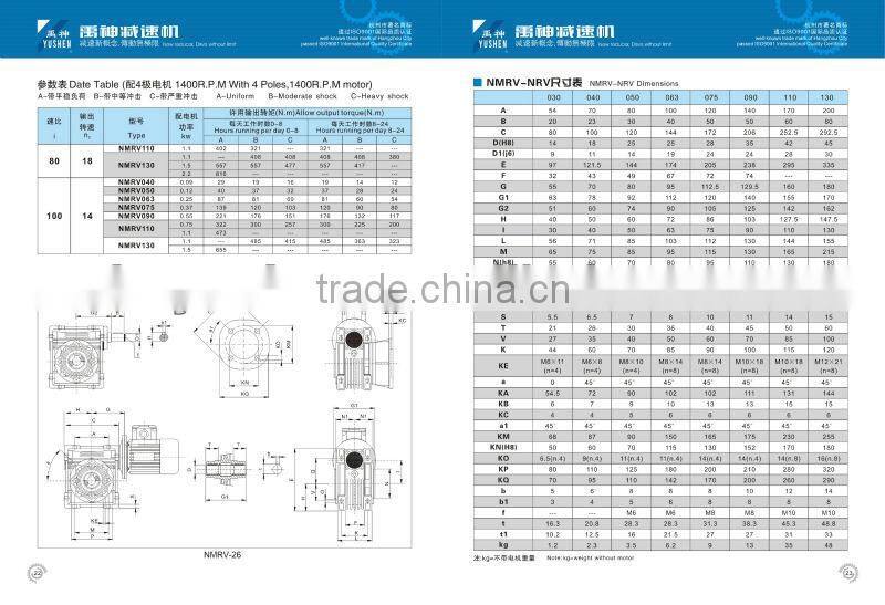 RV speed reducers Motovario version with motor mounted