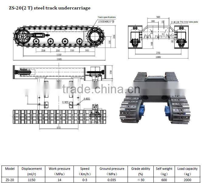 Off road agriculture use 2 ton Steel or rubber tracks undercarriage