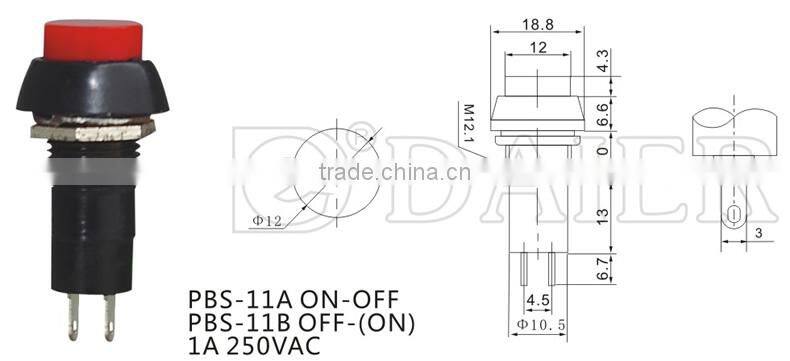 PBS-11A ON-OFF Red round push button switch