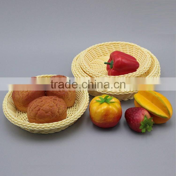 Set of 5 design eco-friendly plastic wicker woven fruit bread basket mini baskets wholesale