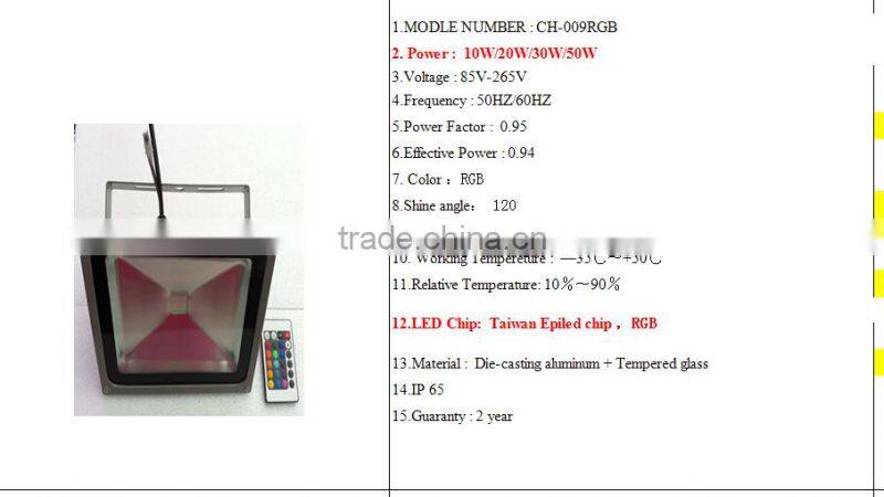 outdoor COB 110 lumnes / w RGB 10w/20w/30w/140w/150w / 50w led flood light