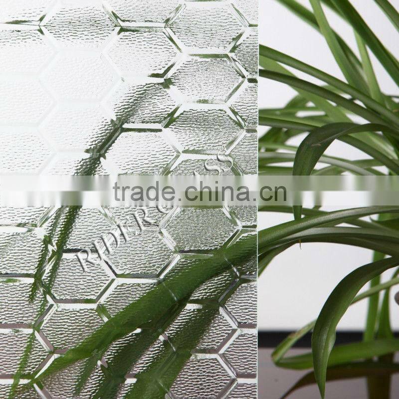 5mm Decorative Door Deep Acid Etched Glass Window Figured Glass