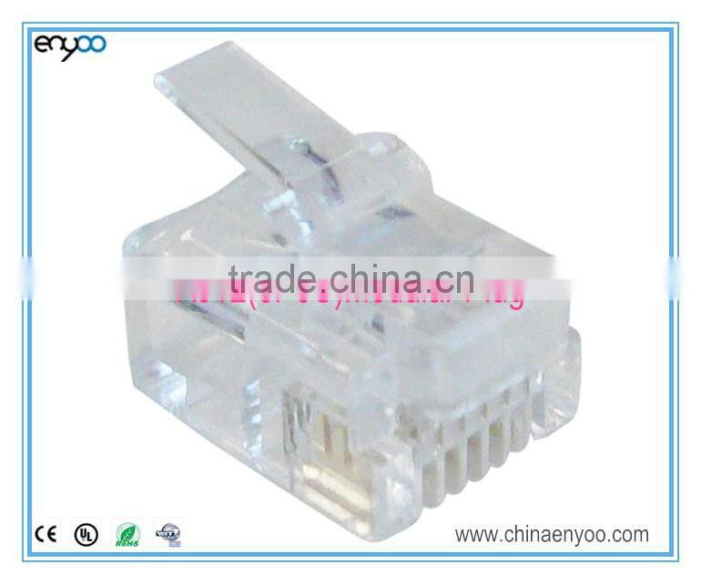 Modular Plugs, RJ12 Plug, 6 Position, 6 Conductor, For Round Solid or Stranded Wire