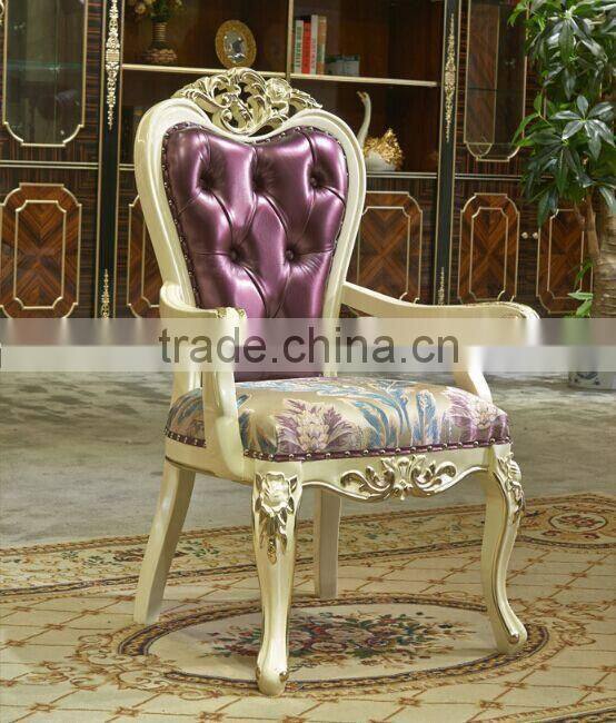 European Style Fashionable Dining Room Set, Palace Royal Wooden Round Dining Table and Chairs Set (BF01-ML022)