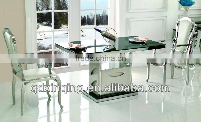 Modern design stainless steel and top glass tv stand E354