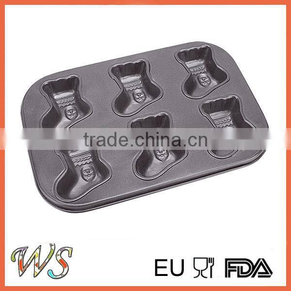 6 Cups Sock Shape Carbon Steel Muffin Mold