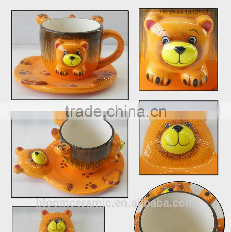 factory direct ceramic lion coffee cup and saucer