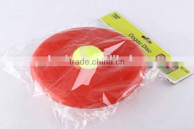 2PC Plastic pet toy hollow frisbee with tennis ball/new design hot sale dog toy