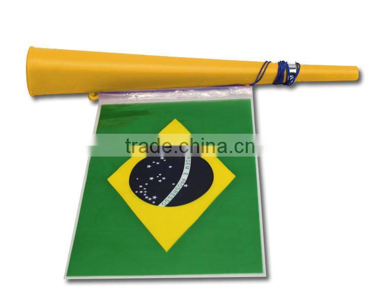 Great quality plastic fans horn with flag 2015 popular sales plastic Football Horn With Flag