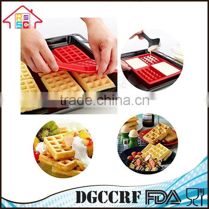 NBRSC 4-Cavity DIY Mini Waffles Cake Chocolate Pan Silicone Tray Baking Mold
