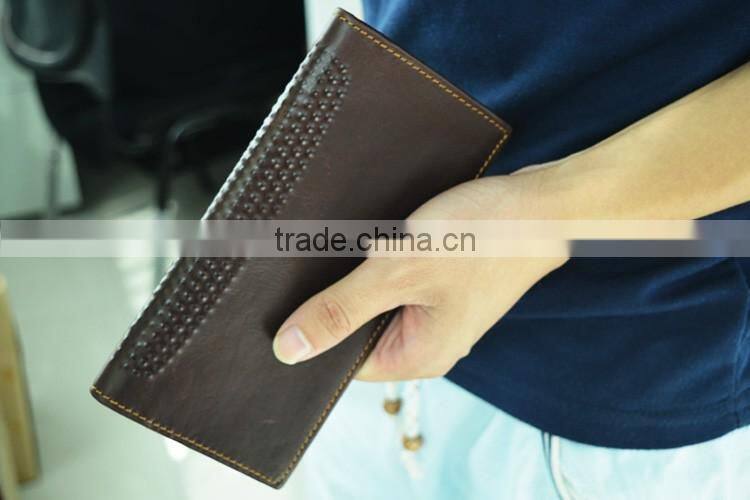 Hot Classic Long Wallet Design Genuine Leather Wallet for Men with Money Clip