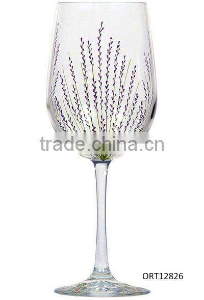 fancy hand painted wine glass