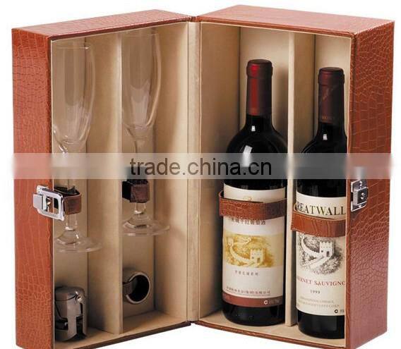 two bottles wood wine box