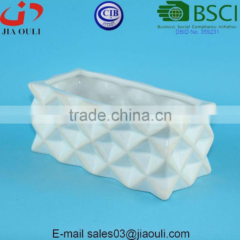 Hexagon White Ceramic Plant Pots Succulent Planters