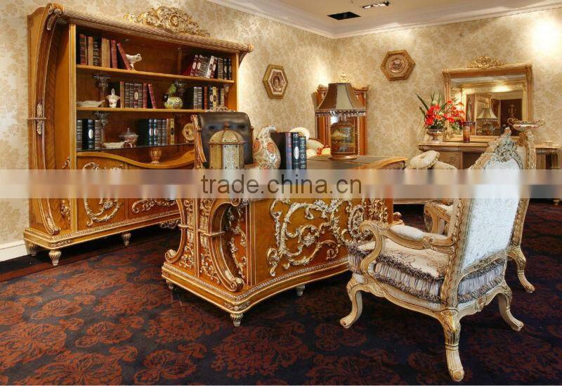 Exquisite Handmade European Louis Designed Office Manager Chair with Orange Genuine Leather BF12-04304c