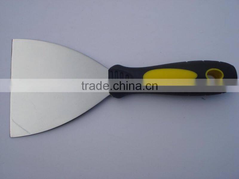 paint scraper with rubber handle, mirror polished blade