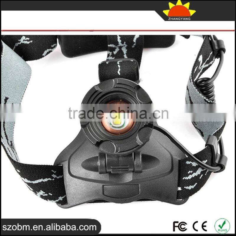 New arrival K12 XM-L T6 LED 2000 lumen headlamp ,18650 battery Zoomable Headlamp with chargers