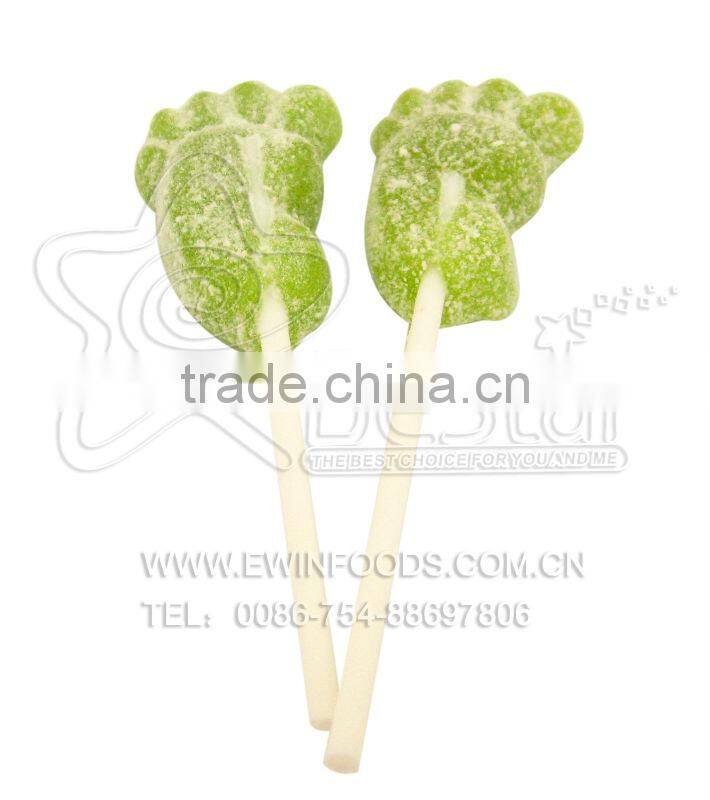 Guava Flavor Foot Shaped Lollipop With Sour Powder Candy