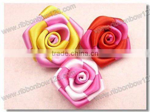 Polyester satin ribbon handmade flowers for dress