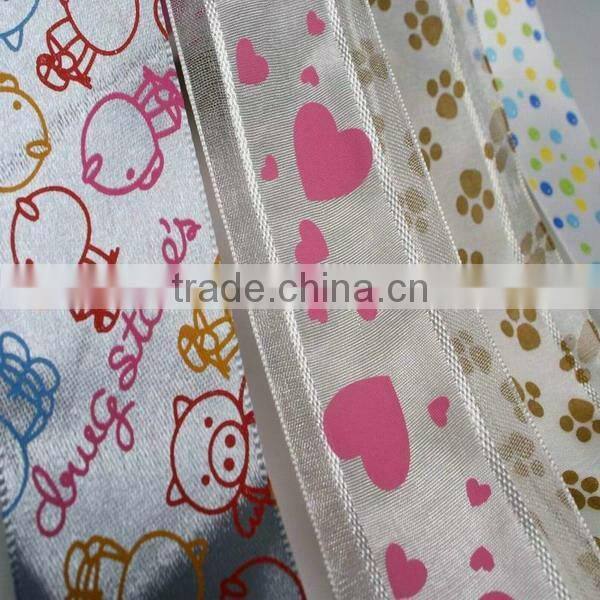 2017 custom printed logo /brand name grosgrain ribbon