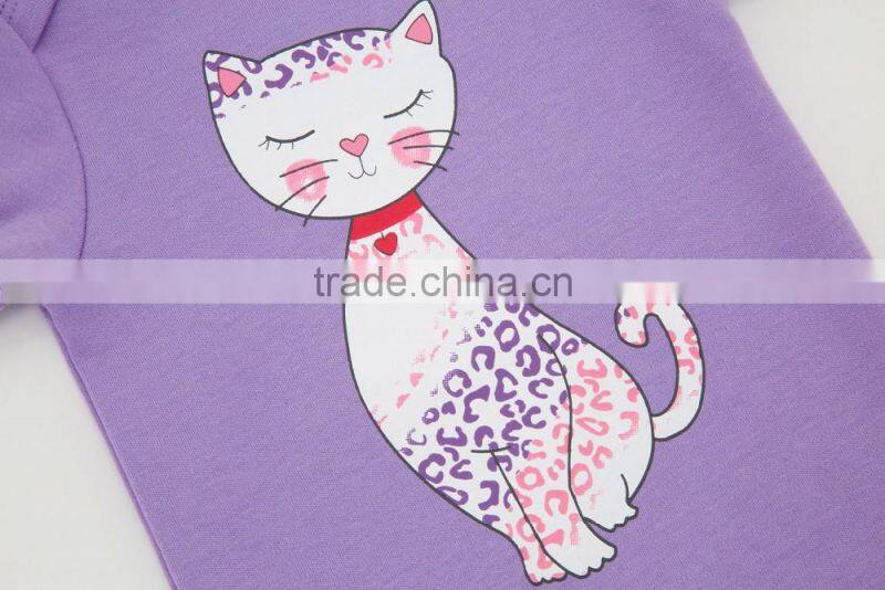 China Factory Cute Cats Design Short Sleeve 100% Cotton Baby Clothes For Newborn