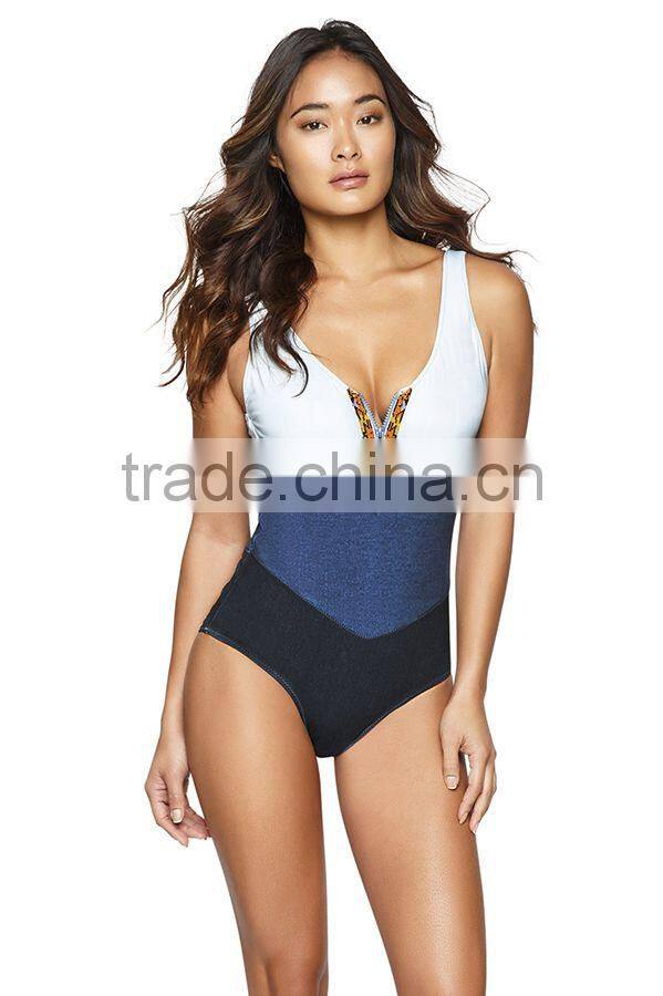 ladies big cut out back one piece swimwear