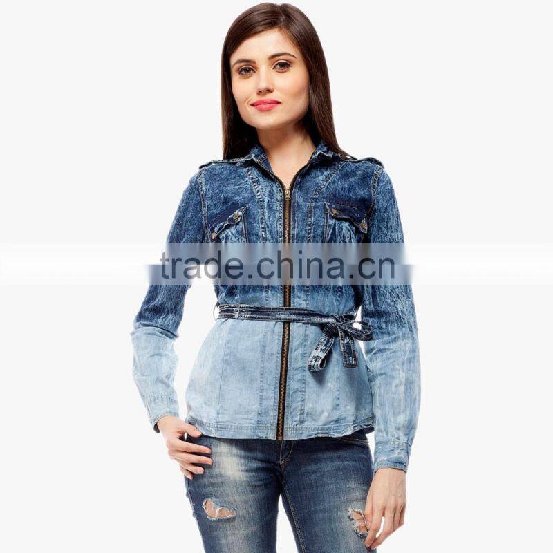 latest new design two tone fitness with zip long jacket for women