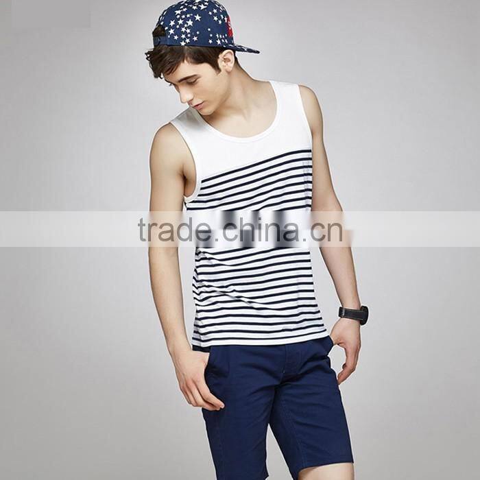 Wholesale fashion mens white stripe singlet